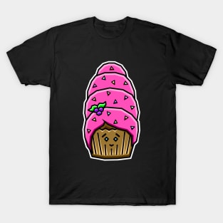 Cute Cupcake with Beehive Hairstyle in Pink Icing - Sprinkls and All - Cupcake T-Shirt